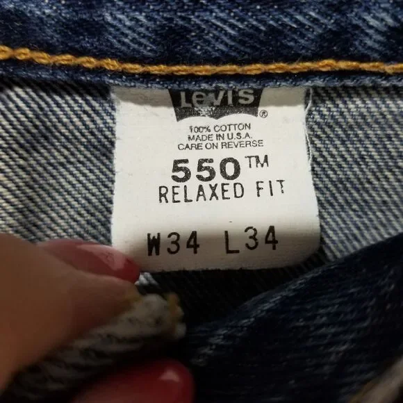 Vintage Levis 550 Jeans Mens 34x34 Y2K Made in USA Baggy Relaxed Medium Wash